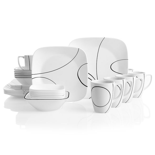 Simple Lines 30-piece Dinnerware Set, Service for 6