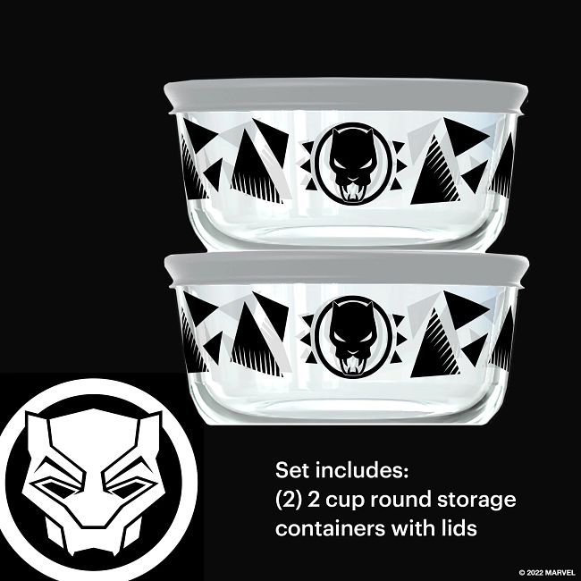 Black Panther 8-piece Decorated Glass Prep and Store Set with Lids