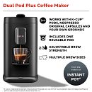 Instant Pot Multi-Pod Single Brew Coffee and Espresso Maker, Fits Nespresso  Capsules and K-Cup Pods with Reusable Coffee Pod for Ground Coffee, 2 to 12  oz. Brew Sizes, 68 oz Water Reservoir 