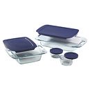 Easy Grab 8-piece Glass Bake n’ Store™ Set with Blue Lids