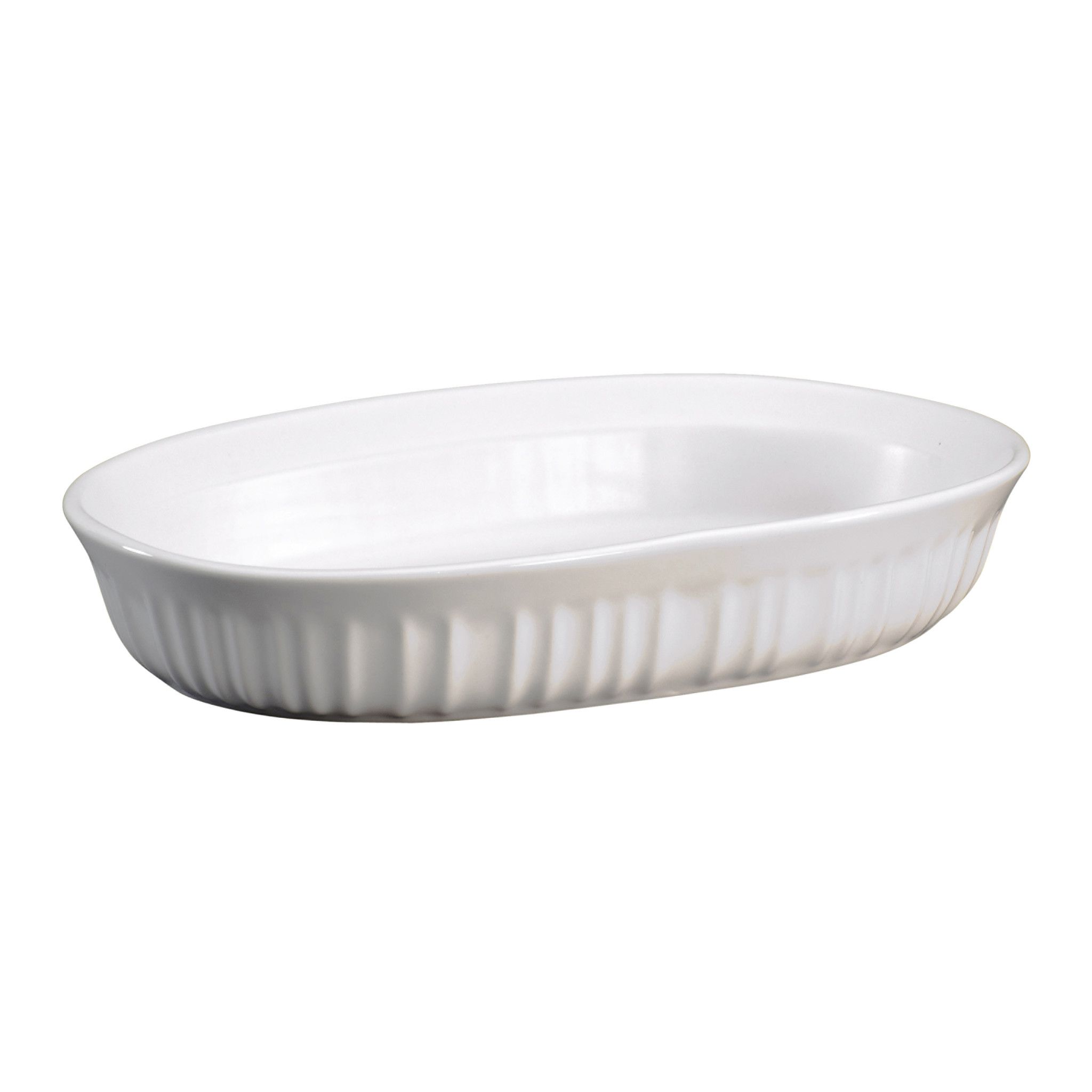 FRENCH WHITE OVAL CORNING WARE LOW CASSEROLE BAKER 1 LITER F 7 B 