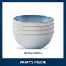 Stoneware 21-ounce Bowls, Nordic Blue, 4-pack