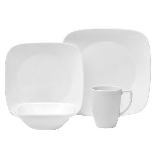 Square™ Pure White 16-piece Dinnerware Set, Service for 4