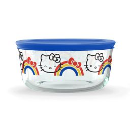 4-cup Round Glass Storage: Hello Kitty®, Rainbows 