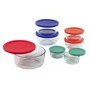 Pyrex Storage Plus 14-Piece Set with Assorted Colored Plastic Lids