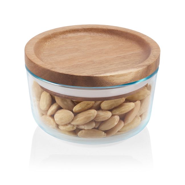 2-cup Glass Food Storage Container with Wood Lid