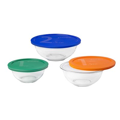 Pyrex 8-piece Glass Sculpted Mixing Bowl Set With Plastic Lids