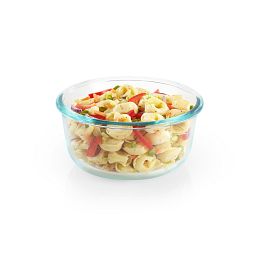 Total Solution Pyrex 4-cup Round Glass Food Storage with salad inside