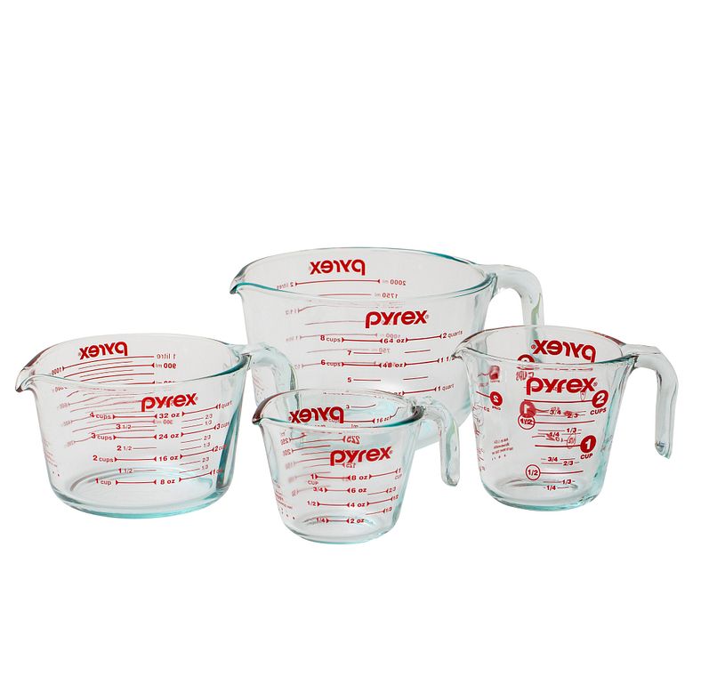 Pyrex 1 Cup, 8 oz. or 250 mL Measuring Cup Clear Glass w/ Red
