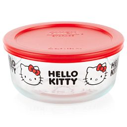 Hello Kitty® 4-cup Decorated Storage Glass Storage Container (with lid on)