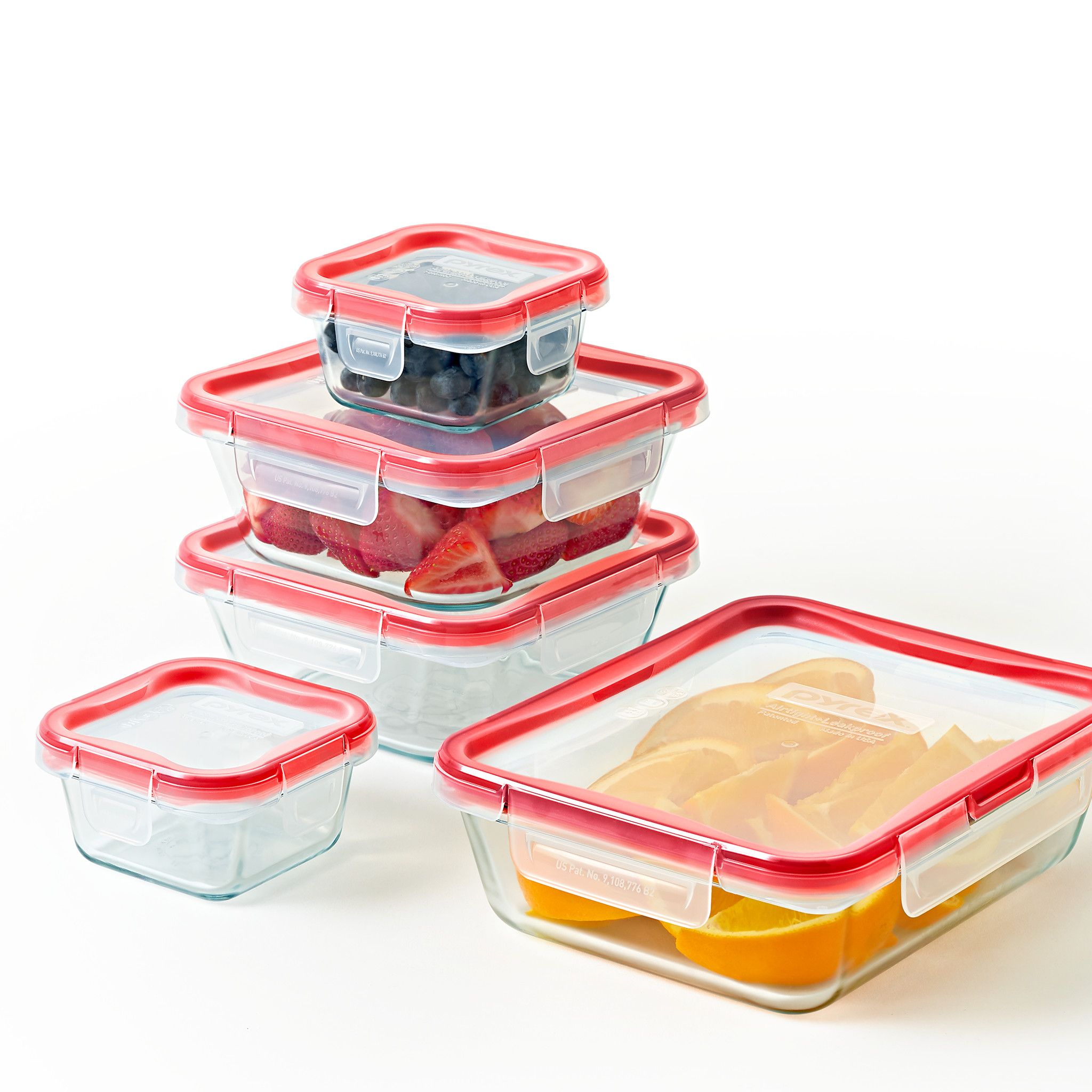 10-piece Glass Food Storage Container Set with Pastel Colored Lids