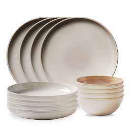 Stoneware 12-piece Dinnerware Set, Service for 4, Nordic Blue