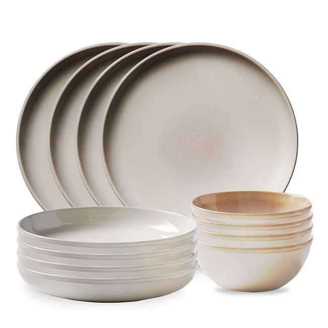 Stoneware 12-piece Dinnerware Set, Service for 4, Oatmeal