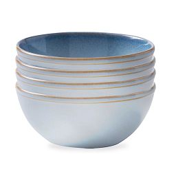 Stoneware 21-ounce Bowls, Nordic Blue, 4-pack