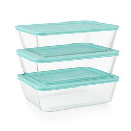 Simply Store® 6-piece Glass Storage Set - 11cup containers with teal lids
