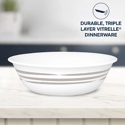 Brushed Silver 18-oz cereal bowl with text durable triple layer vitrelle dinnerware