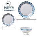 MilkGlass™ Glass Azure Medallion 12-piece Dinnerware Set, Service for 4