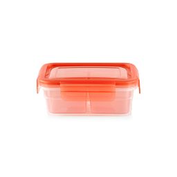 Meal Prep 2-section Divided: 2-cup Rectangle Storage Container with orange lid