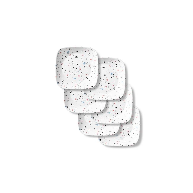 Terrazzo Rosa Square 6.5” Appetizer Plate Set, 6-pk