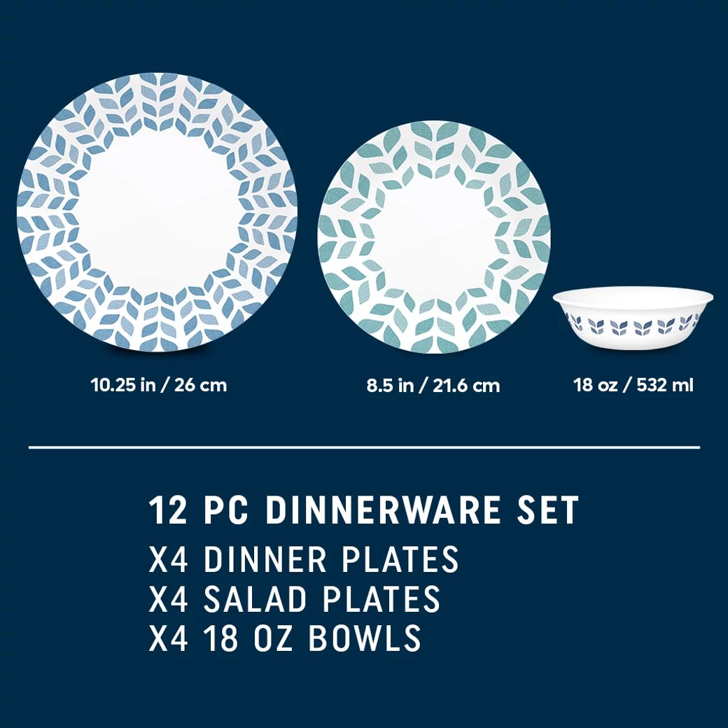 Northern Pines 12piece Dinnerware Set, Service for 4 Corningware