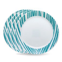 Everyday Expressions Glass Geometrica 10.5" Dinner Plates, 4-pack
