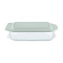 Deep 7 x 11" Rectangle Glass Baking Dish with Sage Green Lid