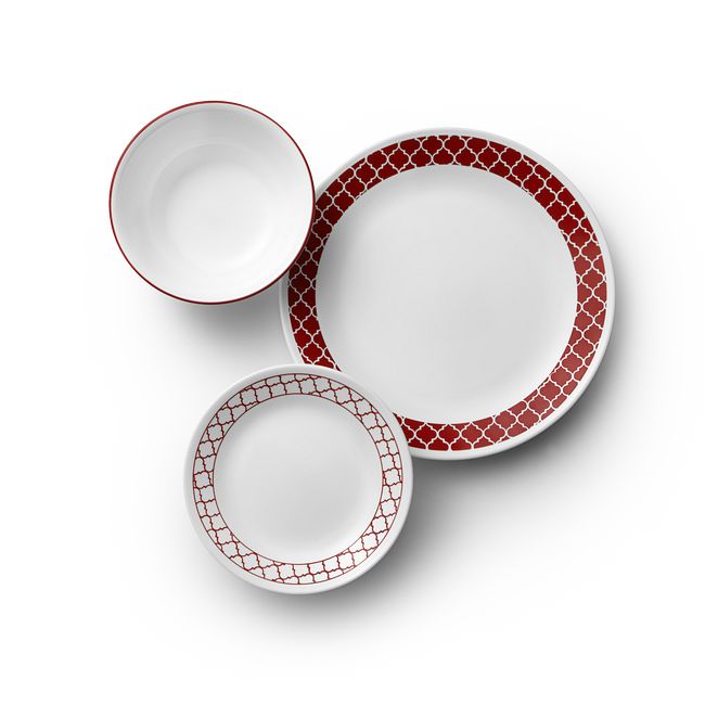 Crimson Trellis 18-piece Dinnerware Set, Service for 6
