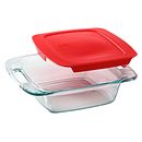Easy Grab® 8" Square Glass Baking Dish with Red Lid