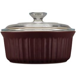 French Colors 1.5-quart Round Baking Dish, Cabernet with glass cover