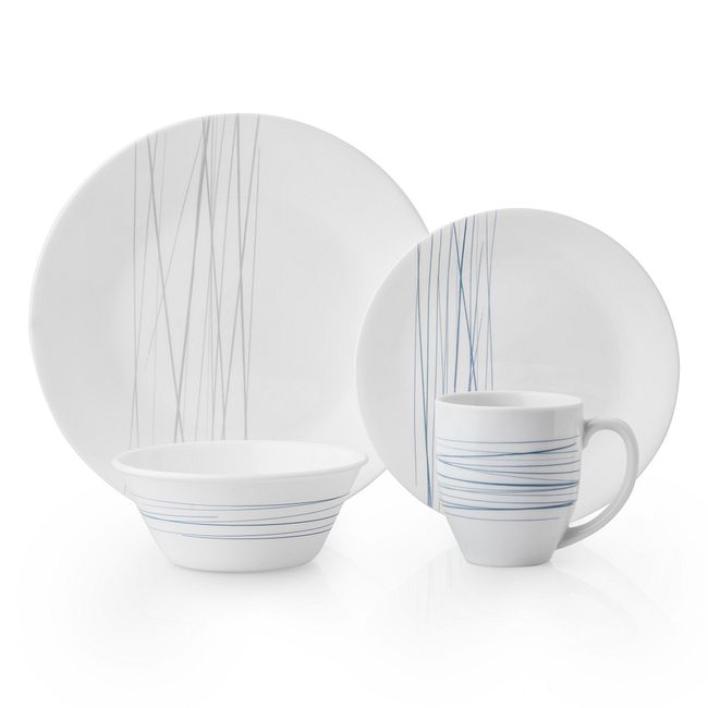 Silver Strands 16-piece Dinnerware Set, Service for 4