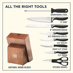 Avondale Knife Set with text All The Right Tools and knife set items included