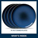 Stoneware 10.5" Dinner Plates, Navy, 4-pack
