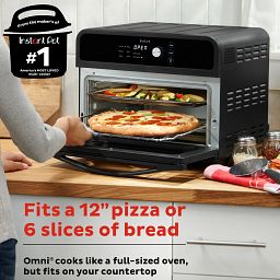 Instant Omni™ Pro 18L Toaster Oven with text Fits a 12 inch pizza or 6 slice of bread