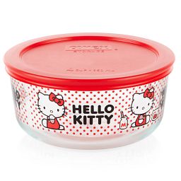 Hello Kitty® 4-cup Decorated Storage Dotted Storage Container with lid on