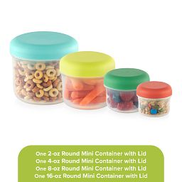 Meal Prep Mini 8-piece Plastic Storage Set stacked inside each other - "mini containers & lids nest and stack to save space"