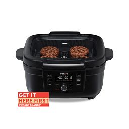 Instant® Indoor Grill and Air Fryer with hamburgers inside
