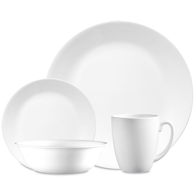 Winter Frost White 16-piece Dinnerware Set with 10.25" Dinner Plates, Service for 4
