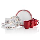 Prairie Garden Red 16-piece Dinnerware Set, Service for 4
