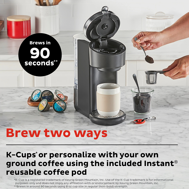 Instant Pot Solo 2-in-1 Singe Serve Coffee Maker for Ground Coffee, K-Cup  Pod Compatible Coffee Brewer, Includes Reusable Coffee Pod, 8 to 12oz. Brew  Sizes