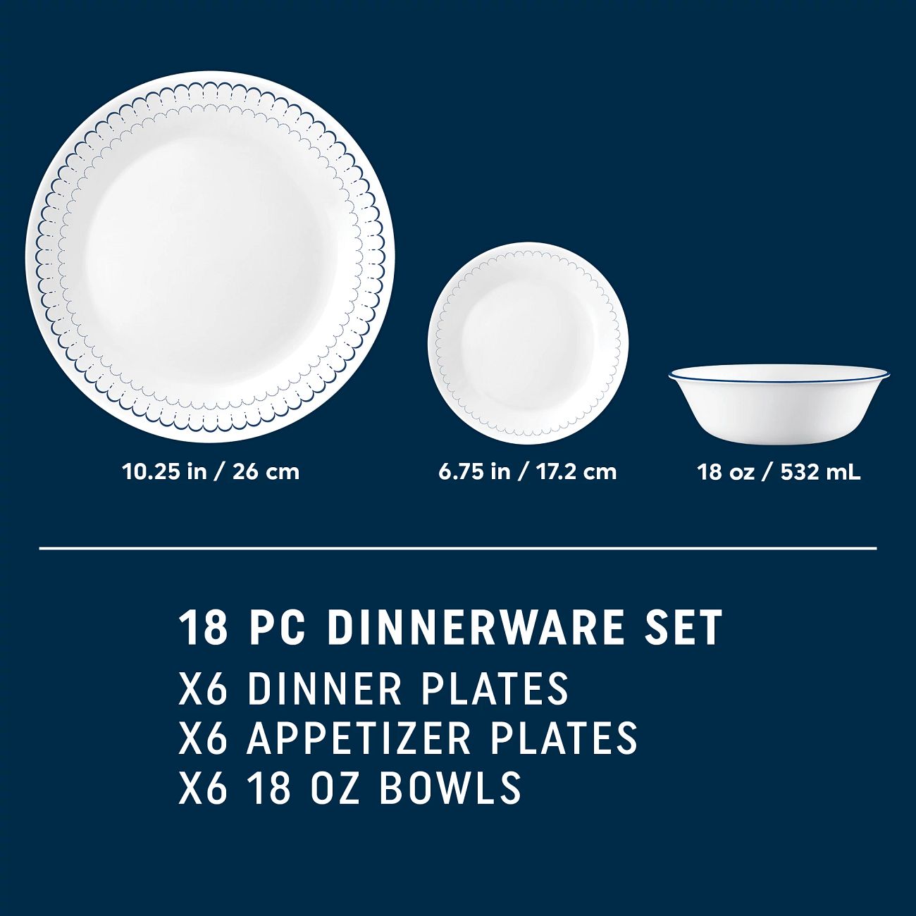 Caspian Lace 18piece Dinnerware Set, Service for 6 Corelle