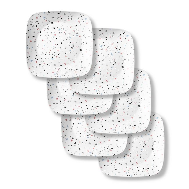Terrazzo Rosa Square 10.5” Dinner Plates, 6-pack