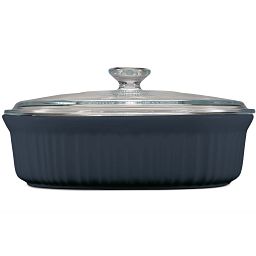 French Colors 2.5-quart Oval Baking Dish, Navy with glass lid
