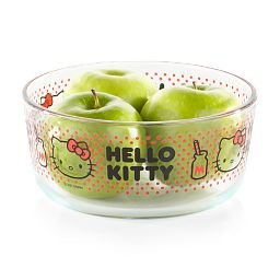 7-cup Round Glass Storage: Hello Kitty®, Upside Down with apples inside