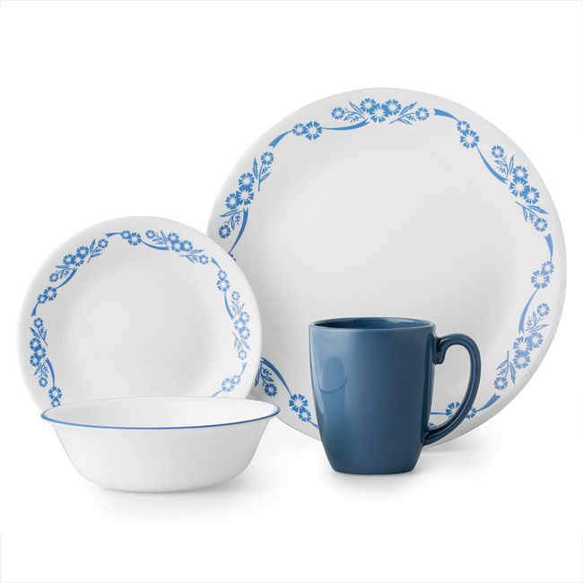 Cornflower 16 Piece Dinnerware Set Service For 4 Pyrex