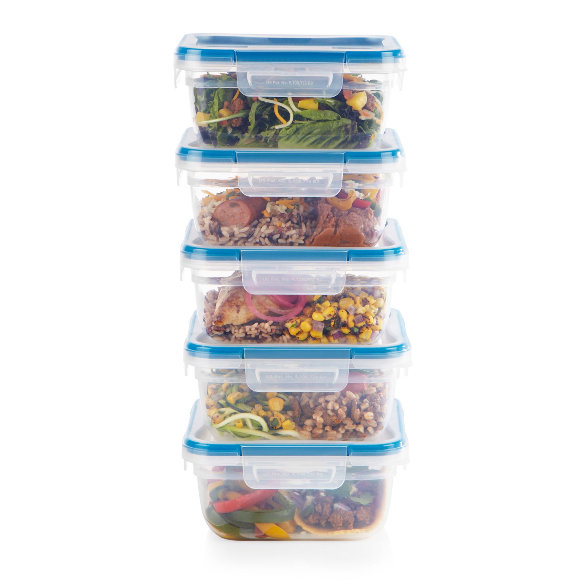 10 Piece Rectangular Plastic Food Storage Set with Multicolor Lids, 10 PC -  Kroger