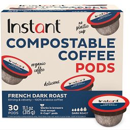 Instant French Dark Roast Compostable Coffee Pods - 30 pods