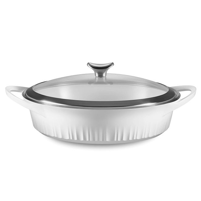 French White® White Cast Aluminum 4-quart Braiser with Lid