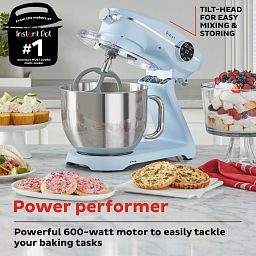 Instant 7.4-qt Stand Mixer Pro Series, Ice Blue with text supersized capacity, lightweight design