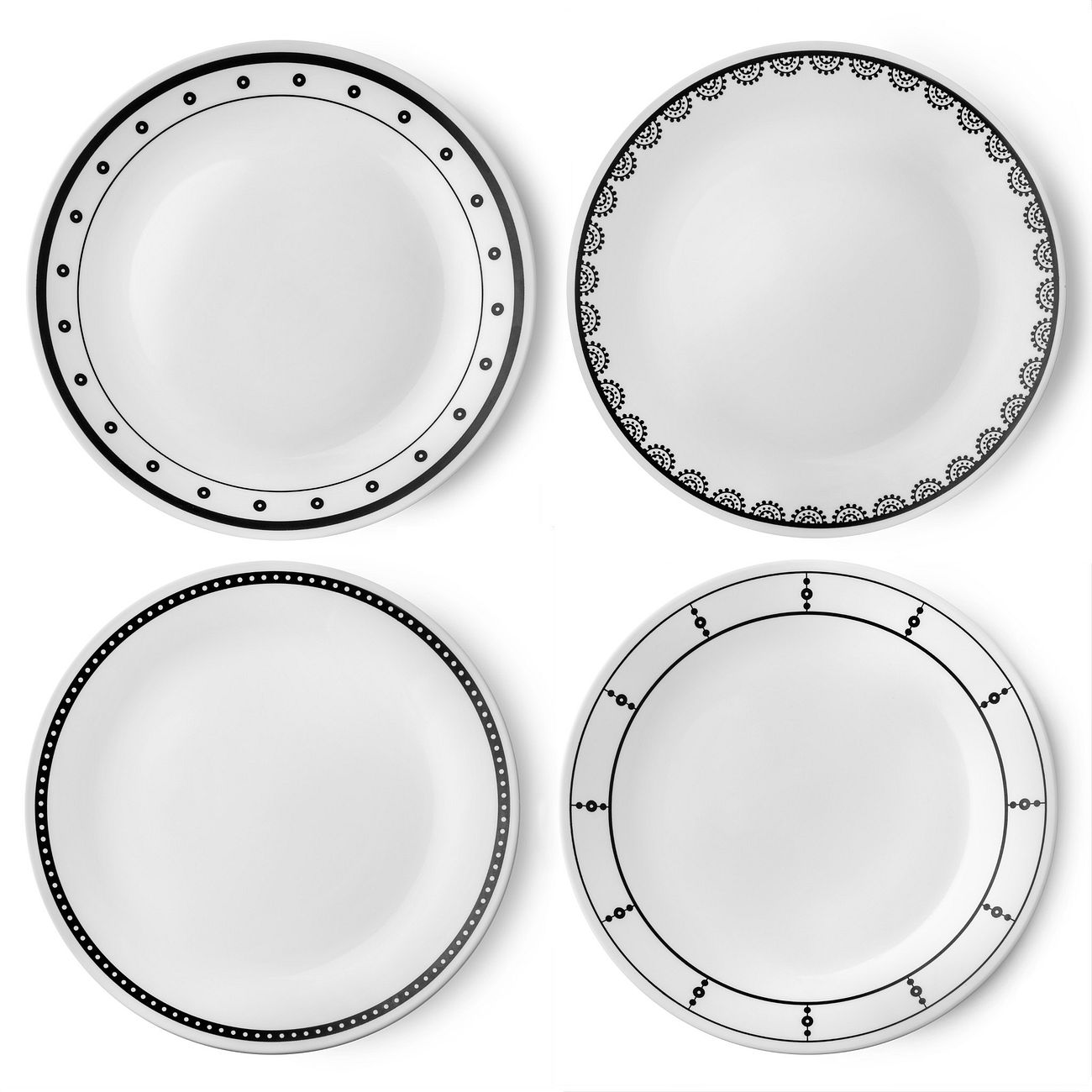 Black and White 16piece Dinnerware Set, Service for 4 Corelle