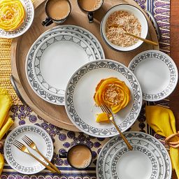 Cusco Dinnerare set on the table with a lemon tart